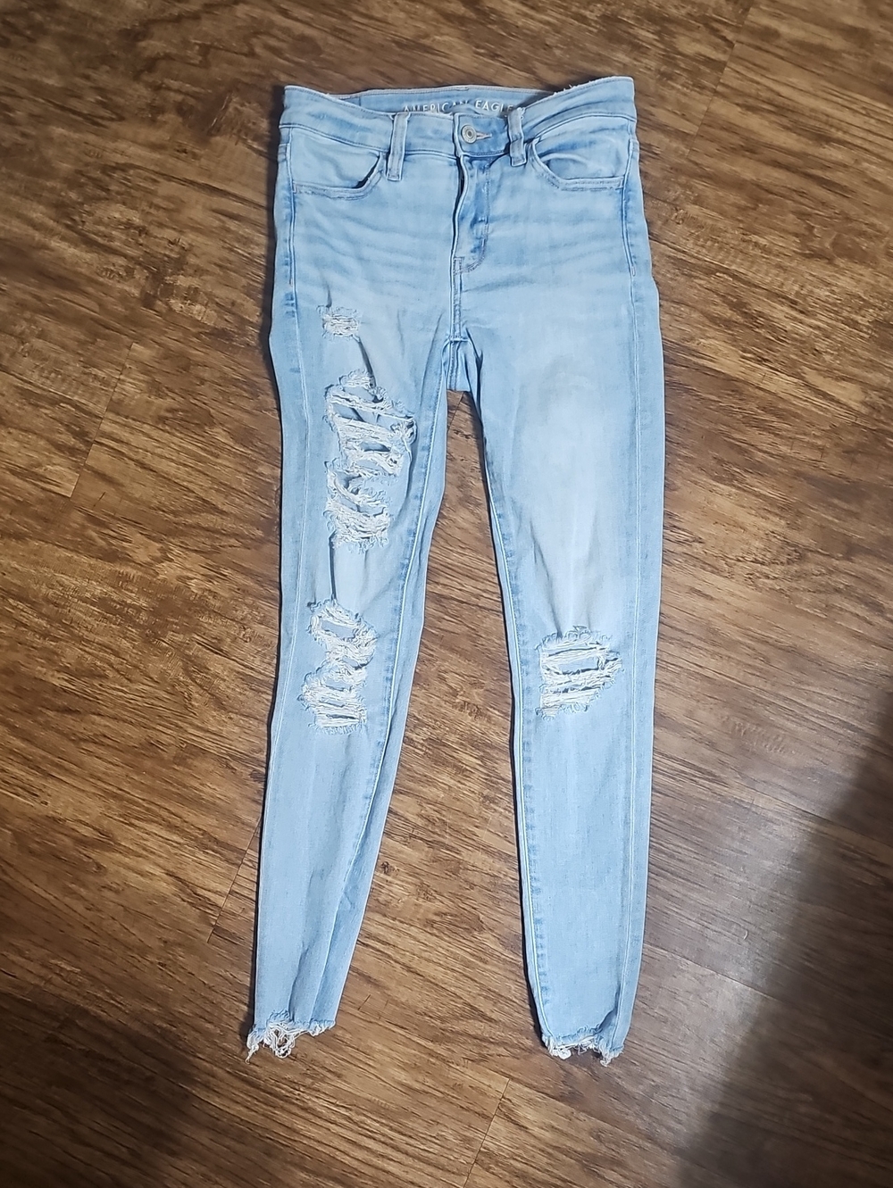 American Eagle Outfitters Light Blue Ripped Skinny Jeans